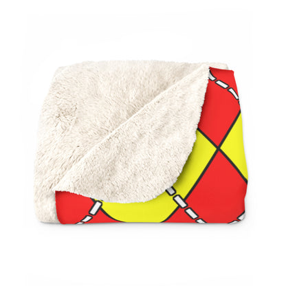 Red, Yellow Retro Argyle Blanket Throw
