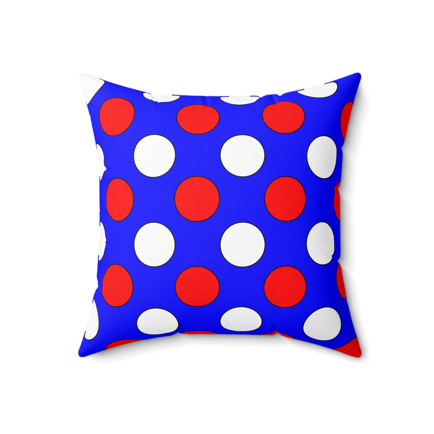 Blue, White, Red Retro Polka Dots Cushion Pillow
