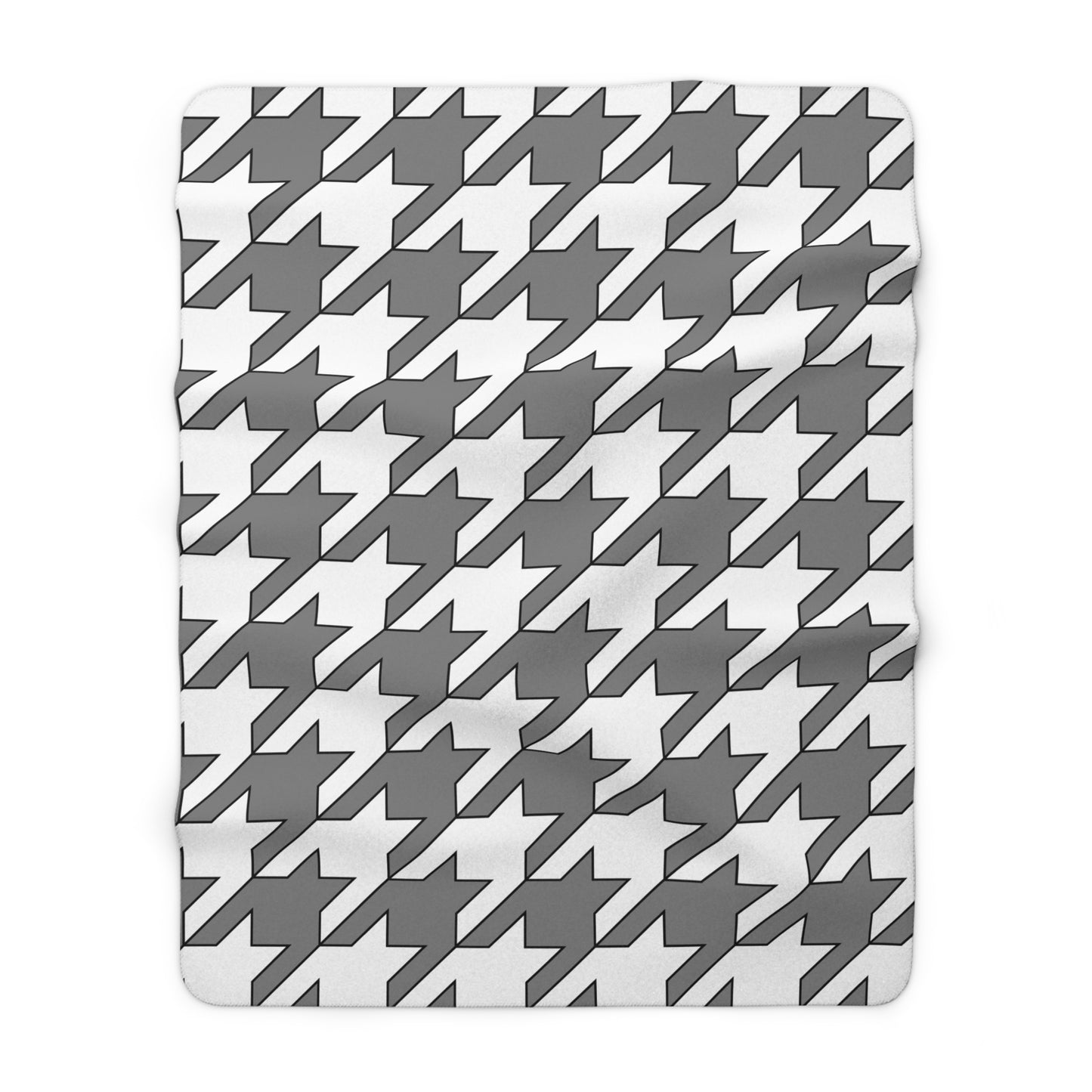Grey, White Retro Houndstooth Blanket Throw