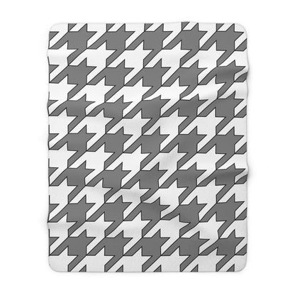 Grey, White Retro Houndstooth Blanket Throw