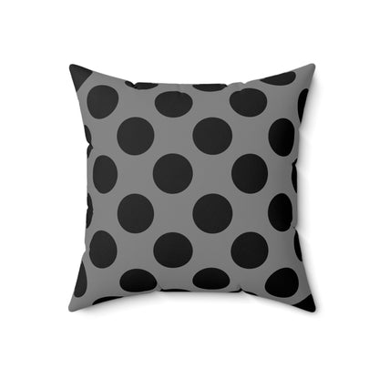 Grey, Black Retro Polka Dots Cushion Pillow
