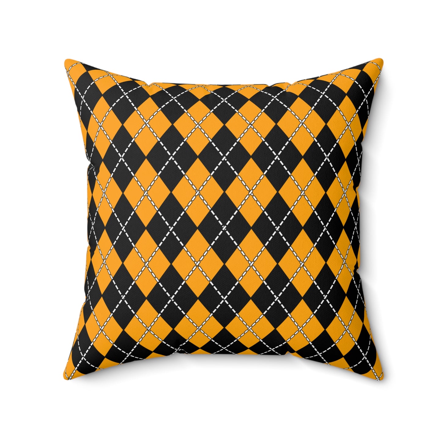 Orange, Black Retro Argyle Cushion Pillow
