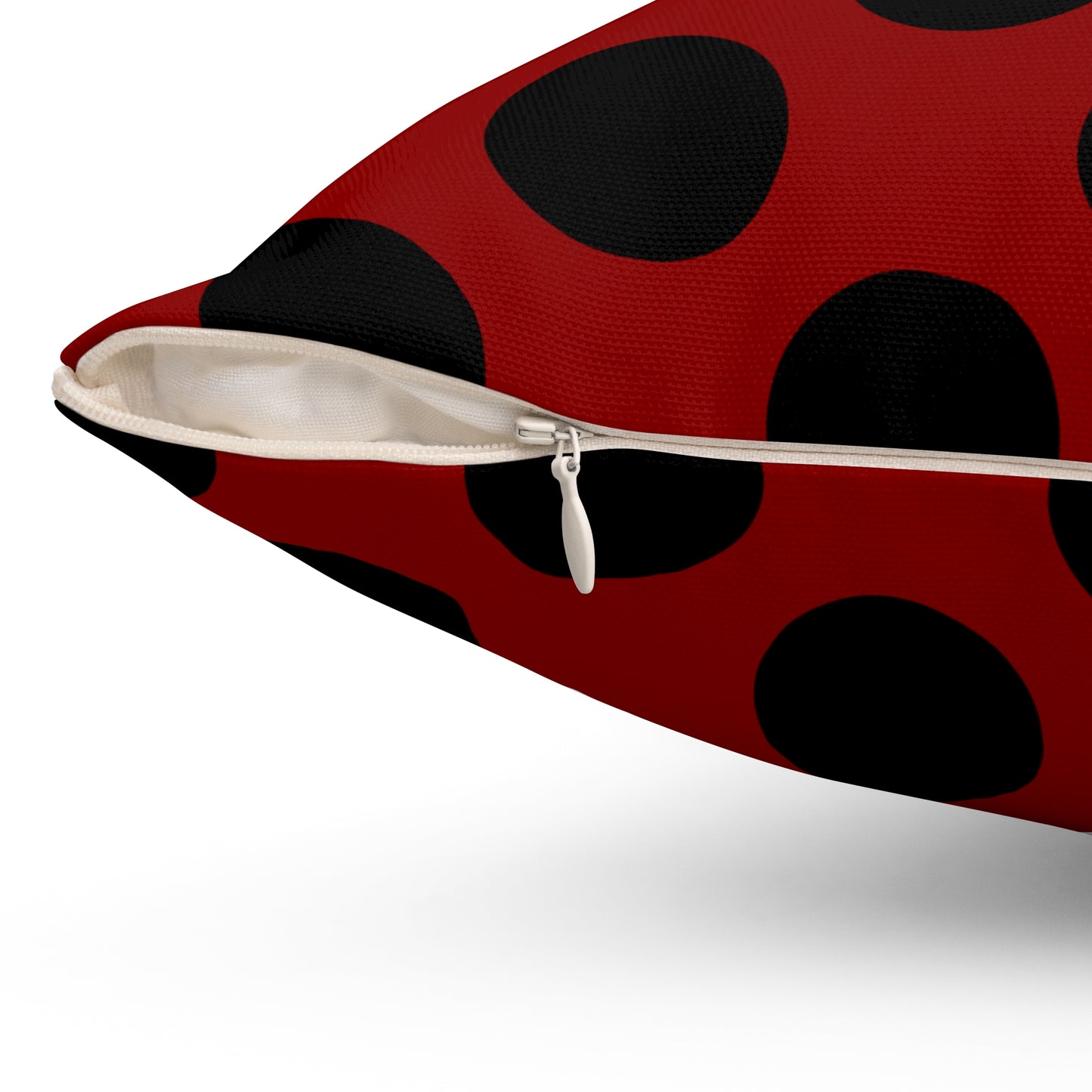 Dark Red, Black Retro Polka Dots Cushion Pillow