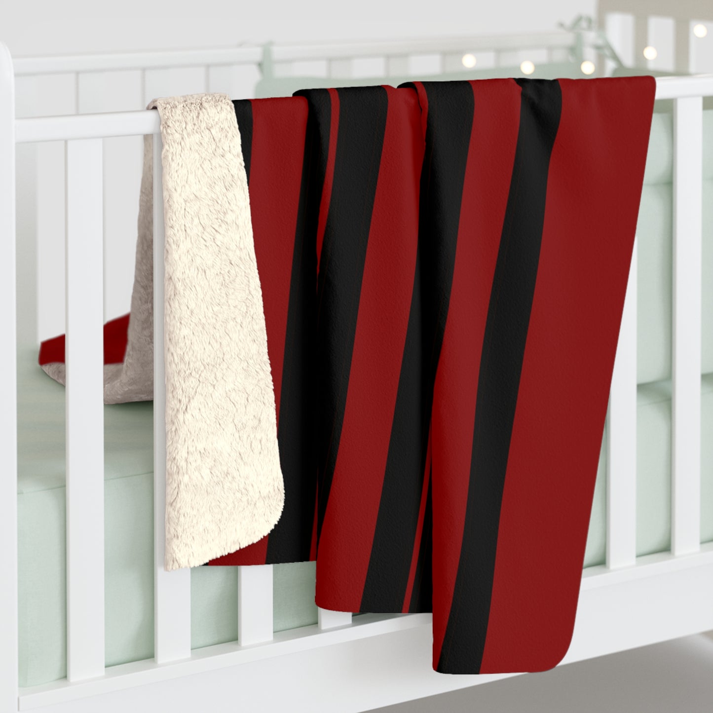Dark Red, Black Retro Stripes Blanket Throw
