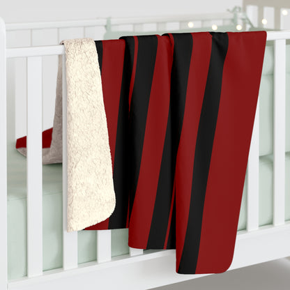 Dark Red, Black Retro Stripes Blanket Throw