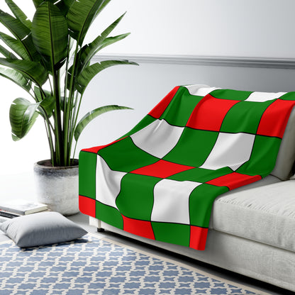 Green, White, Red Retro Check Blanket Throw