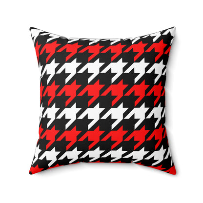 Black, White, Red Retro Houndstooth Cushion Pillow