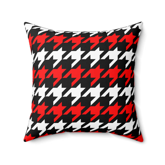 Black, White, Red Retro Houndstooth Cushion Pillow