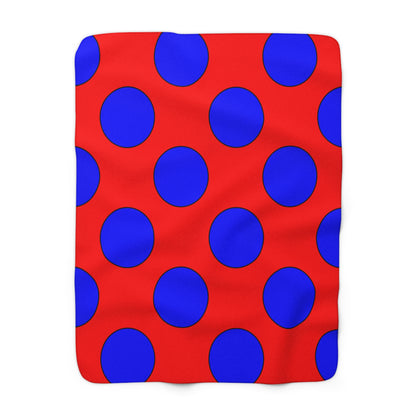 Red, Blue Retro Polka Dots Blanket Throw