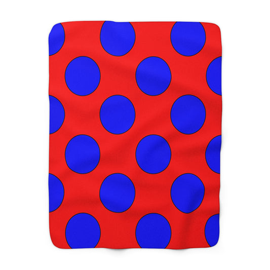 Red, Blue Retro Polka Dots Blanket Throw