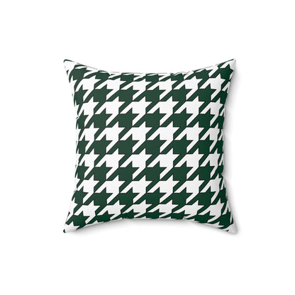 Dark Green, White Retro Houndstooth Cushion Pillow
