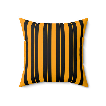 Orange, Black Retro Stripes Cushion Pillow