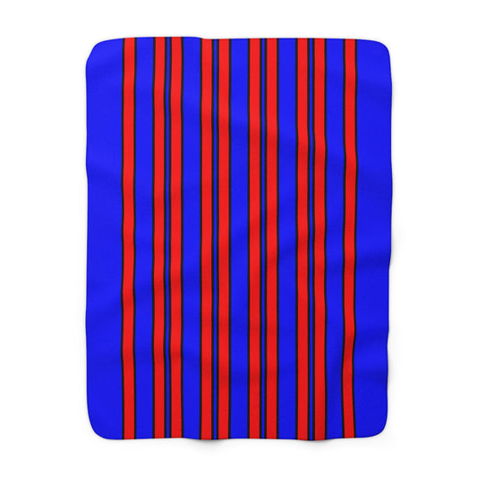 Blue, Red Retro Stripes Blanket Throw