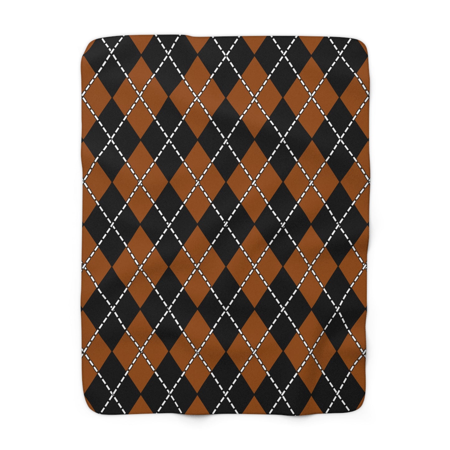 Brown, Black Retro Argyle Blanket Throw