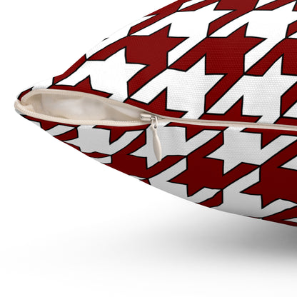 Maroon, White Retro Houndstooth Cushion Pillow