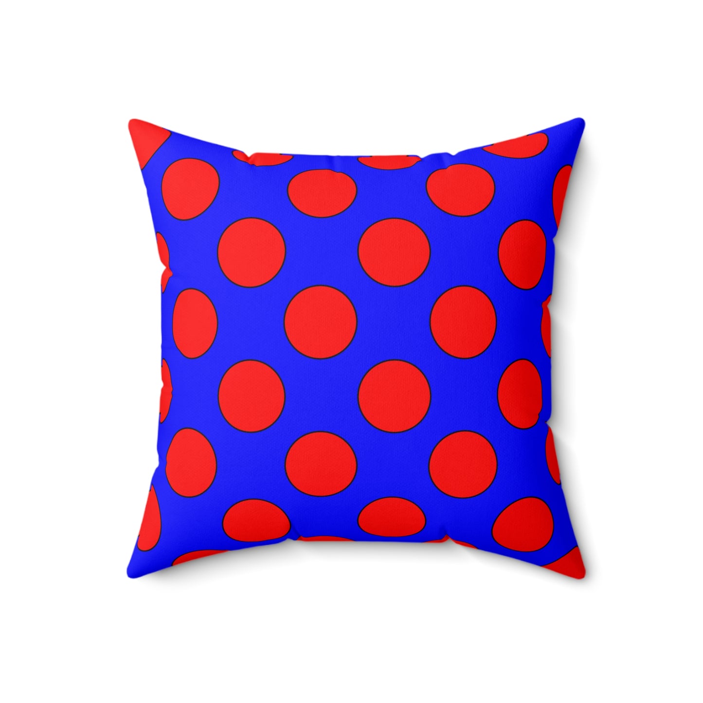 Blue, Red Retro Polka Dots Cushion Pillow