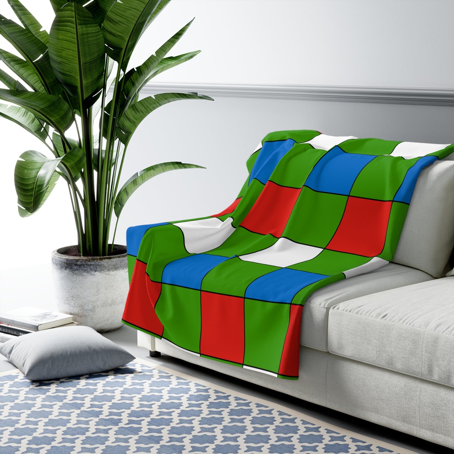 Equatorial Guinea Retro Check Blanket Throw
