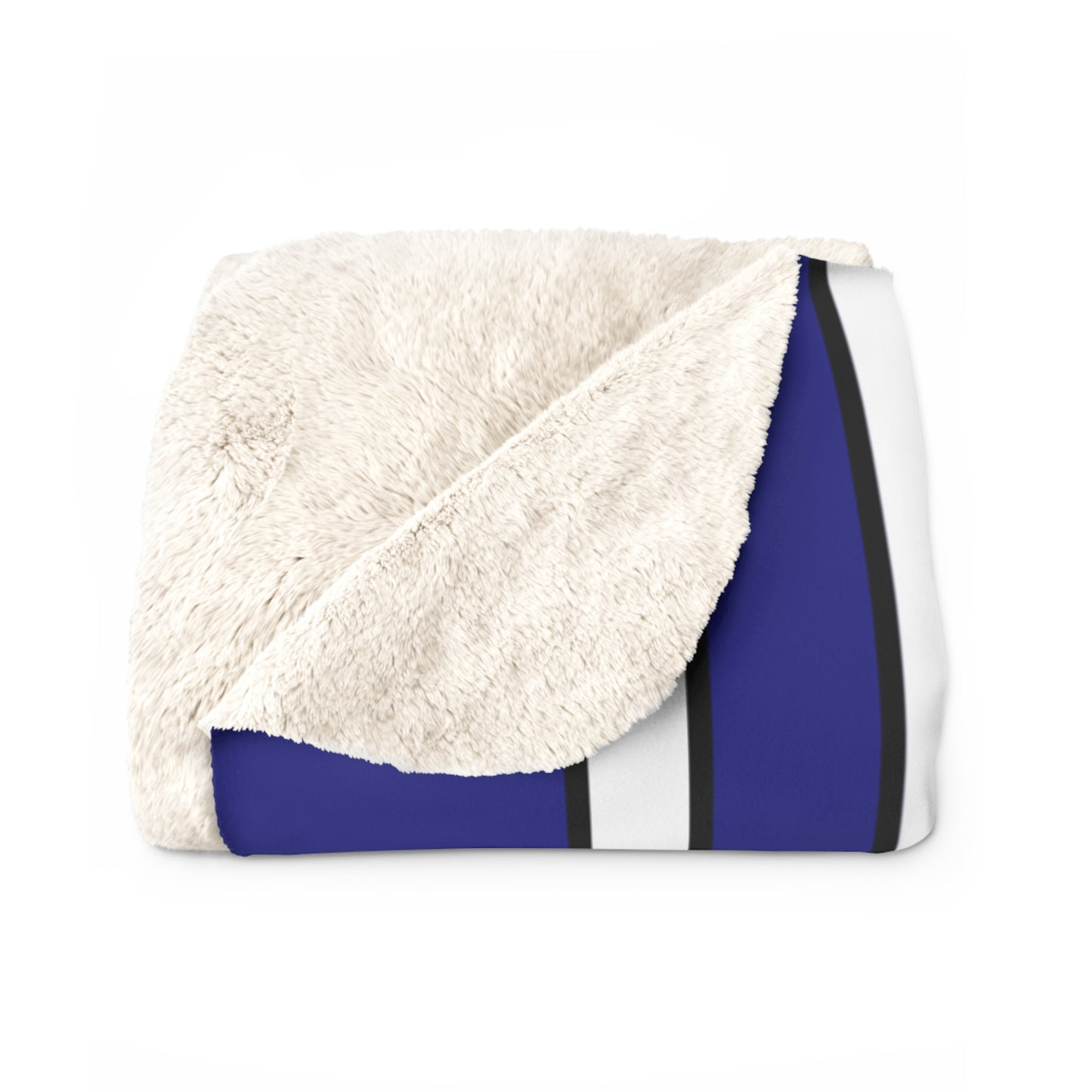 Navy Blue, White Retro Stripes Blanket Throw