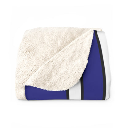 Navy Blue, White Retro Stripes Blanket Throw