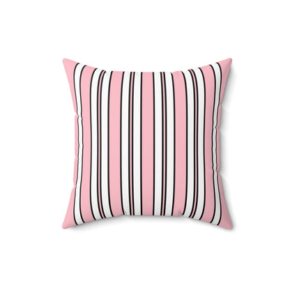 Pink, White Retro Stripes Cushion Pillow