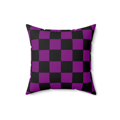 Purple, Black Retro Check Cushion Pillow