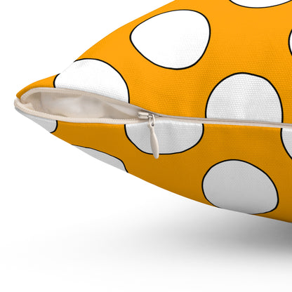 Orange, White Retro Polka Dots Cushion Pillow