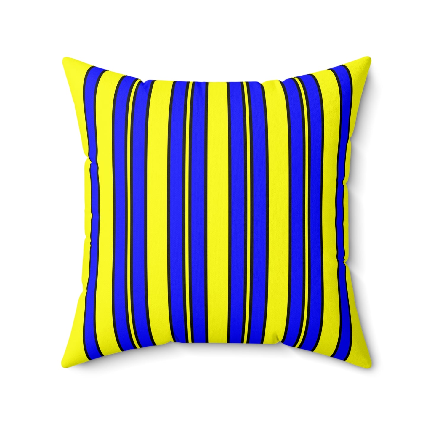 Yellow, Blue Retro Stripes Cushion Pillow