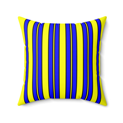 Yellow, Blue Retro Stripes Cushion Pillow