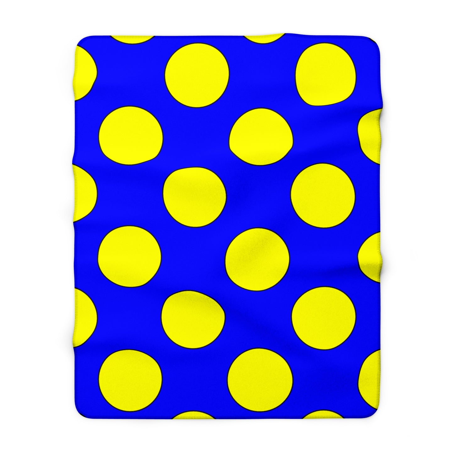 Blue, Yellow Retro Polka Dots Blanket Throw