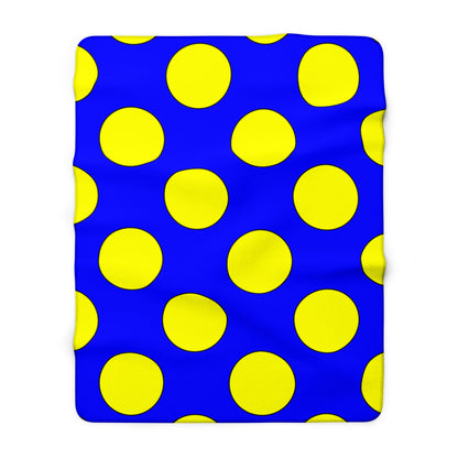 Blue, Yellow Retro Polka Dots Blanket Throw