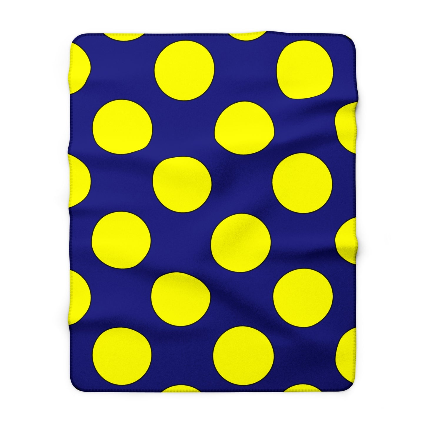 Navy Blue, Yellow Retro Polka Dots Blanket Throw
