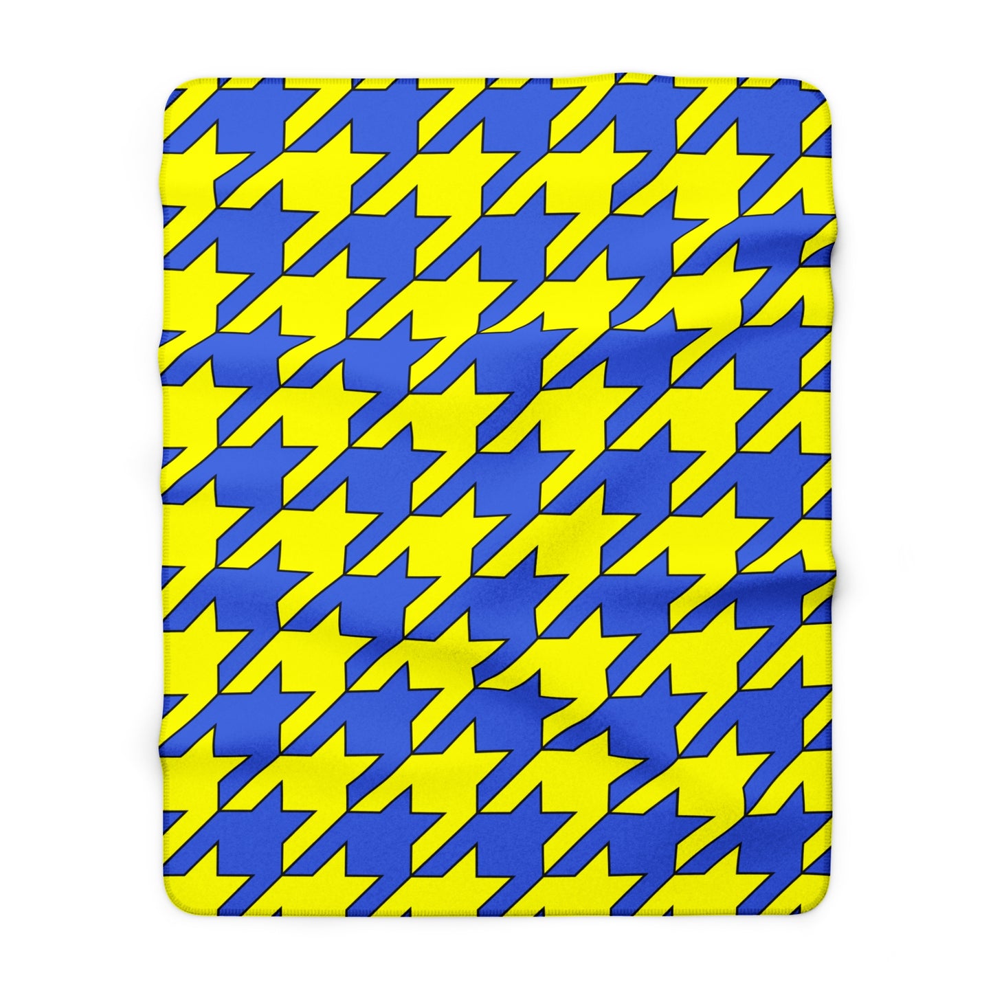 Royal Blue, Yellow Retro Houndstooth Blanket Throw