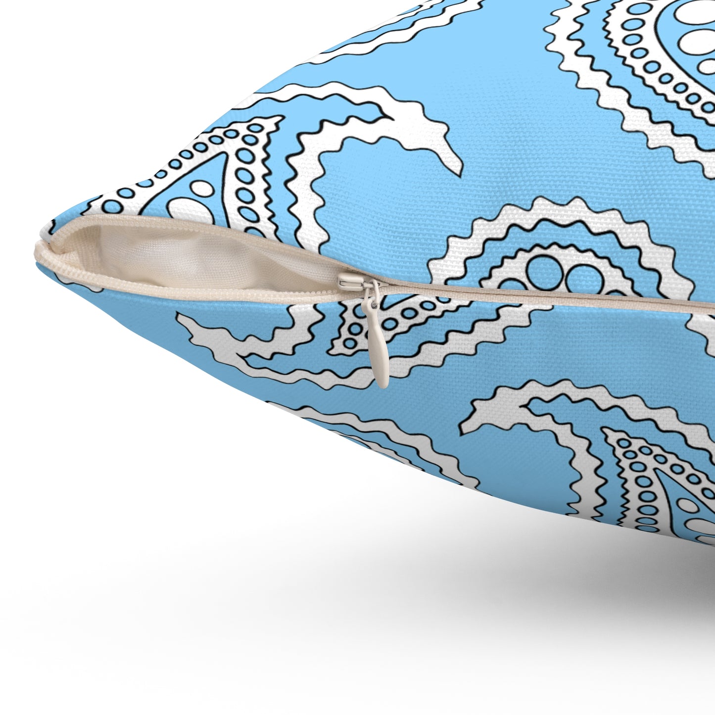 Light Blue, White Retro Paisley Cushion Pillow