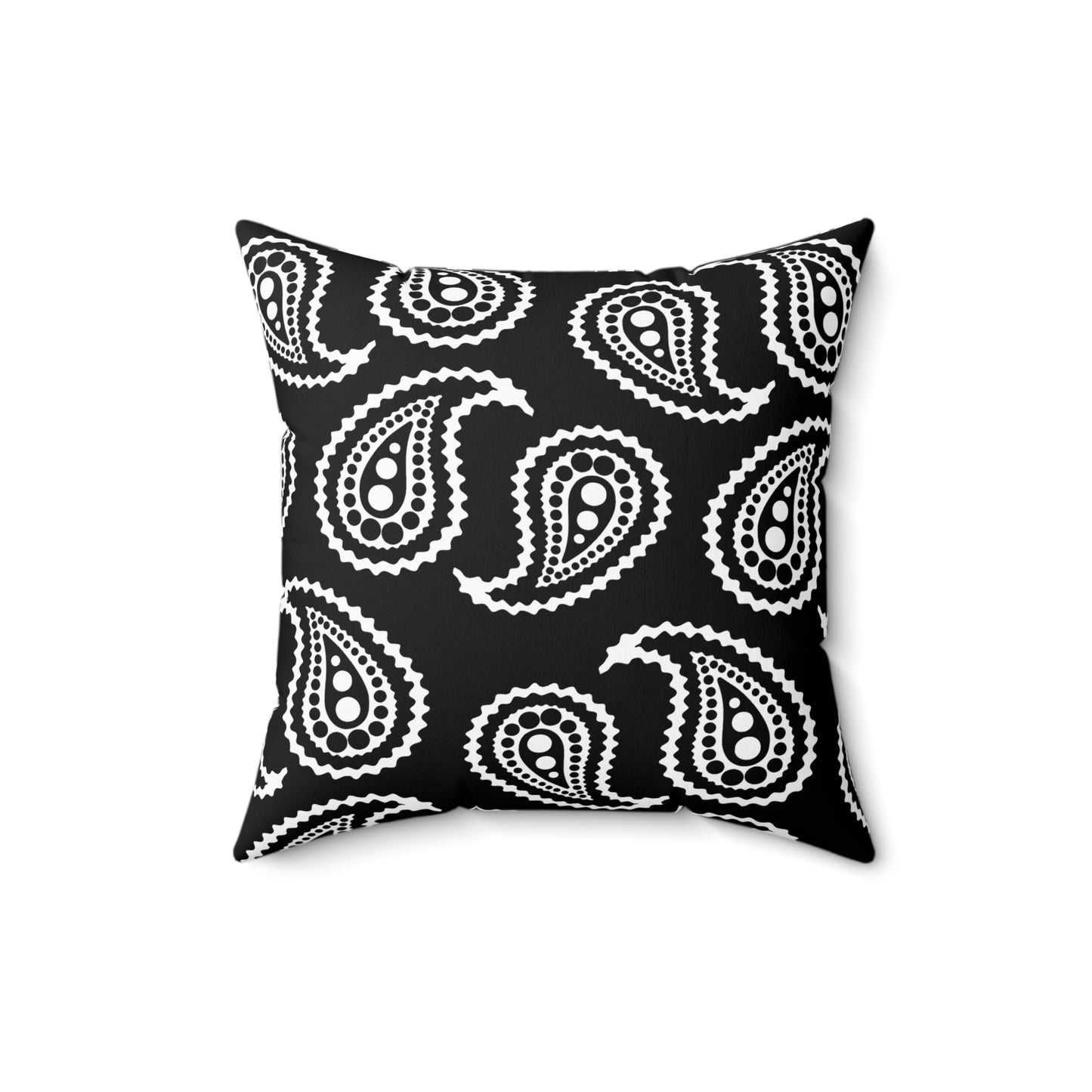 Black, White Retro Paisley Cushion Pillow
