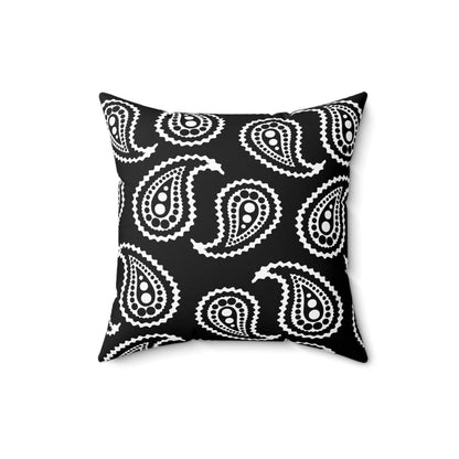 Black, White Retro Paisley Cushion Pillow