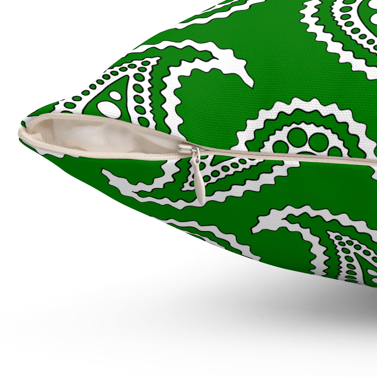 Green, White Retro Paisley Cushion Pillow