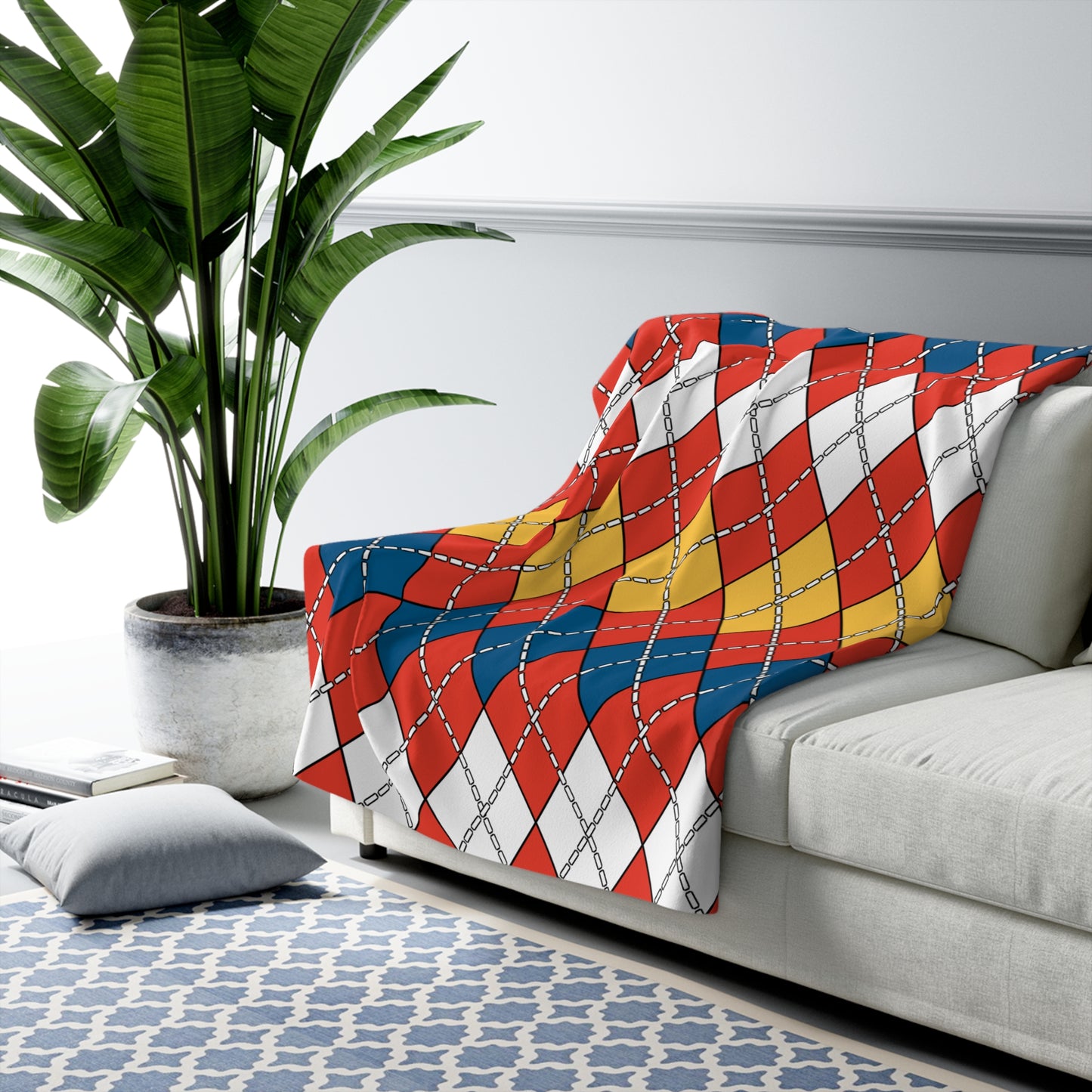 Kiribati Retro Argyle Blanket Throw