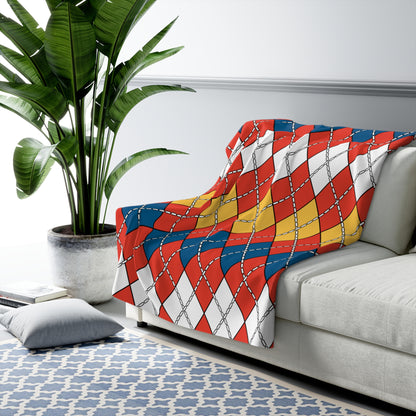 Kiribati Retro Argyle Blanket Throw