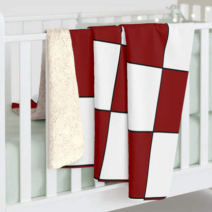 Dark Red, White Retro Check Blanket Throw