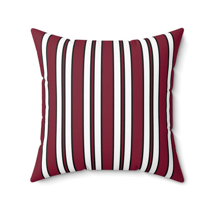 Claret, White Retro Stripes Cushion Pillow