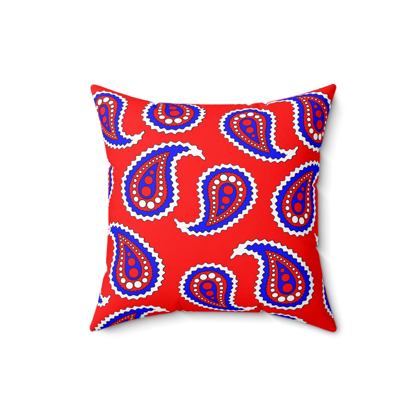 Red, White, Blue Retro Paisley Cushion Pillow