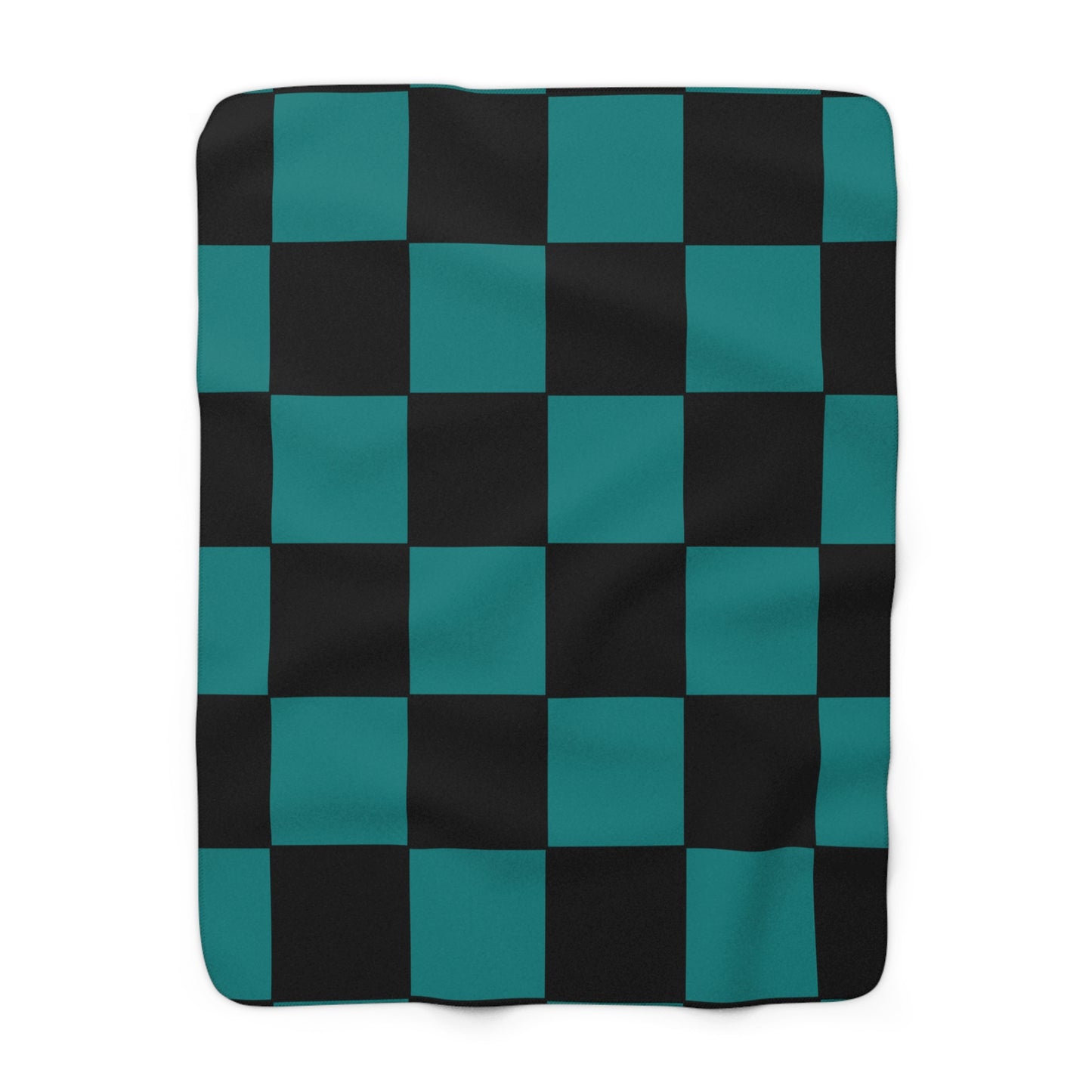 Teal, Black Retro Check Blanket Throw