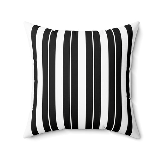 White, Black Retro Stripes Cushion Pillow