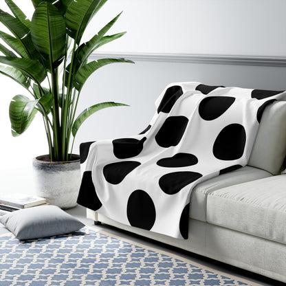 White, Black Retro Polka Dots Blanket Throw