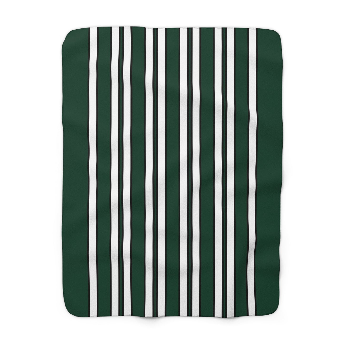 Dark Green, White Retro Stripes Blanket Throw