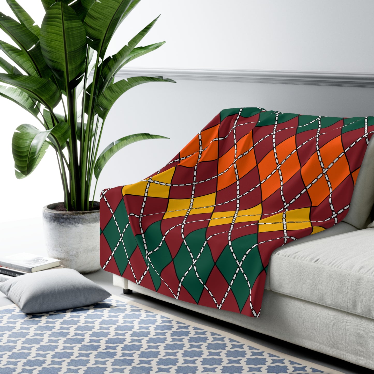 Sri Lanka Retro Argyle Blanket Throw