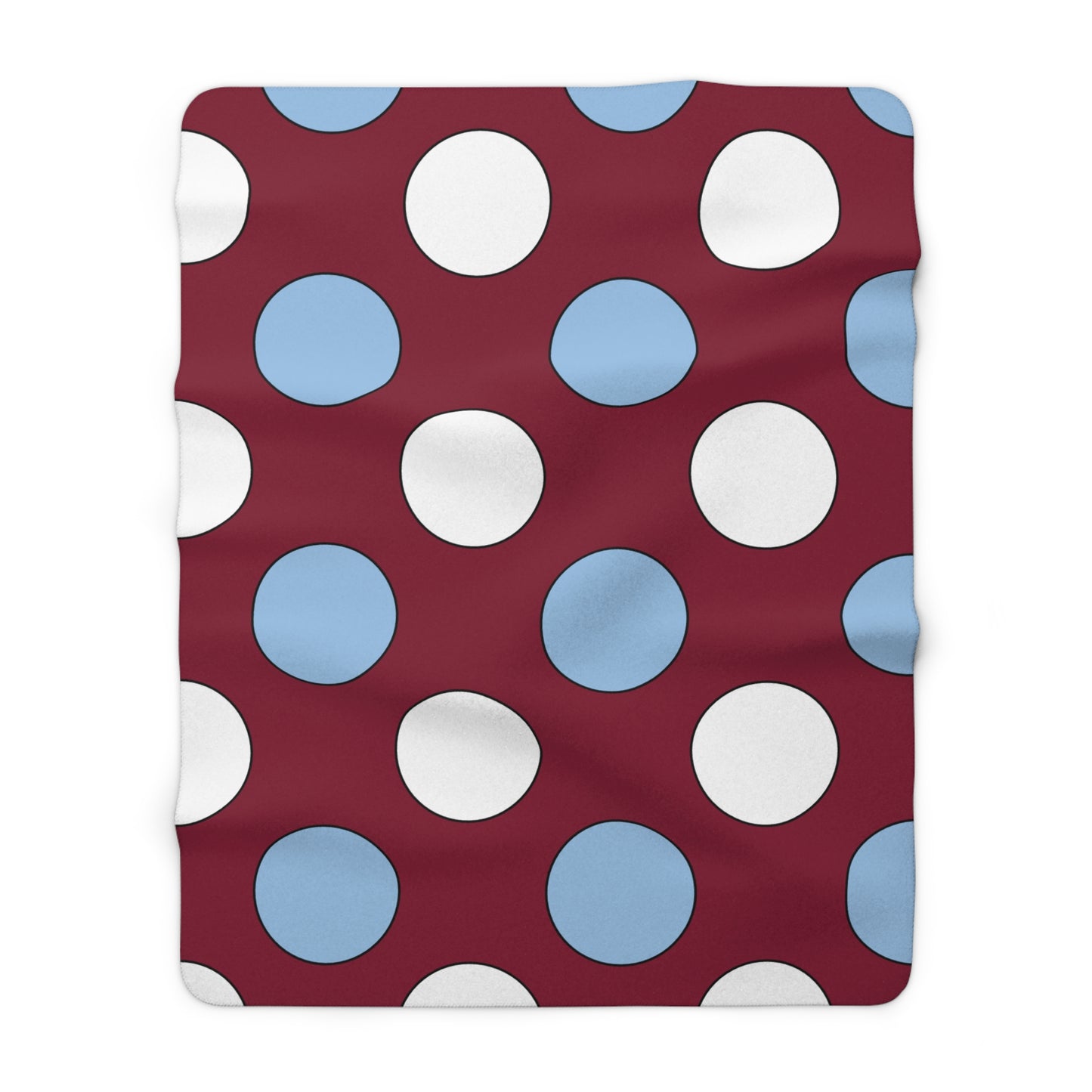 Claret, Blue, White Retro Polka Blanket Throw