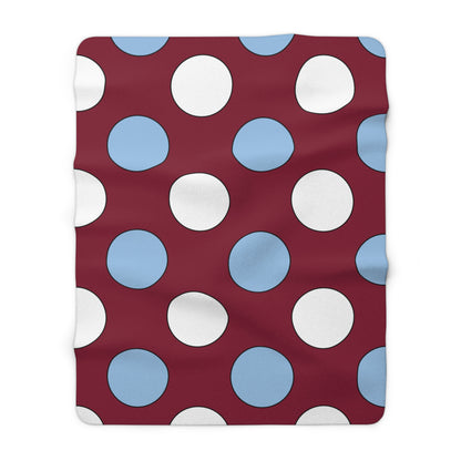 Claret, Blue, White Retro Polka Blanket Throw