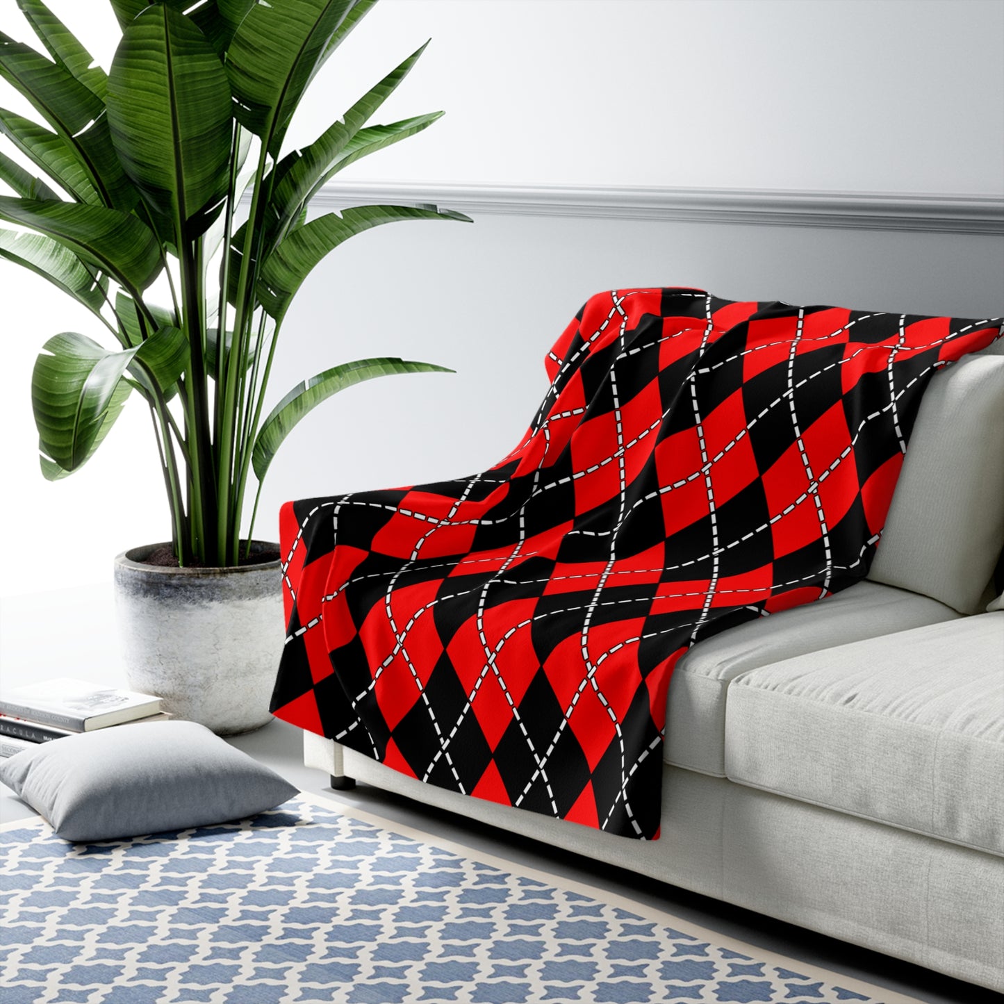Albania Retro Argyle Blanket Throw