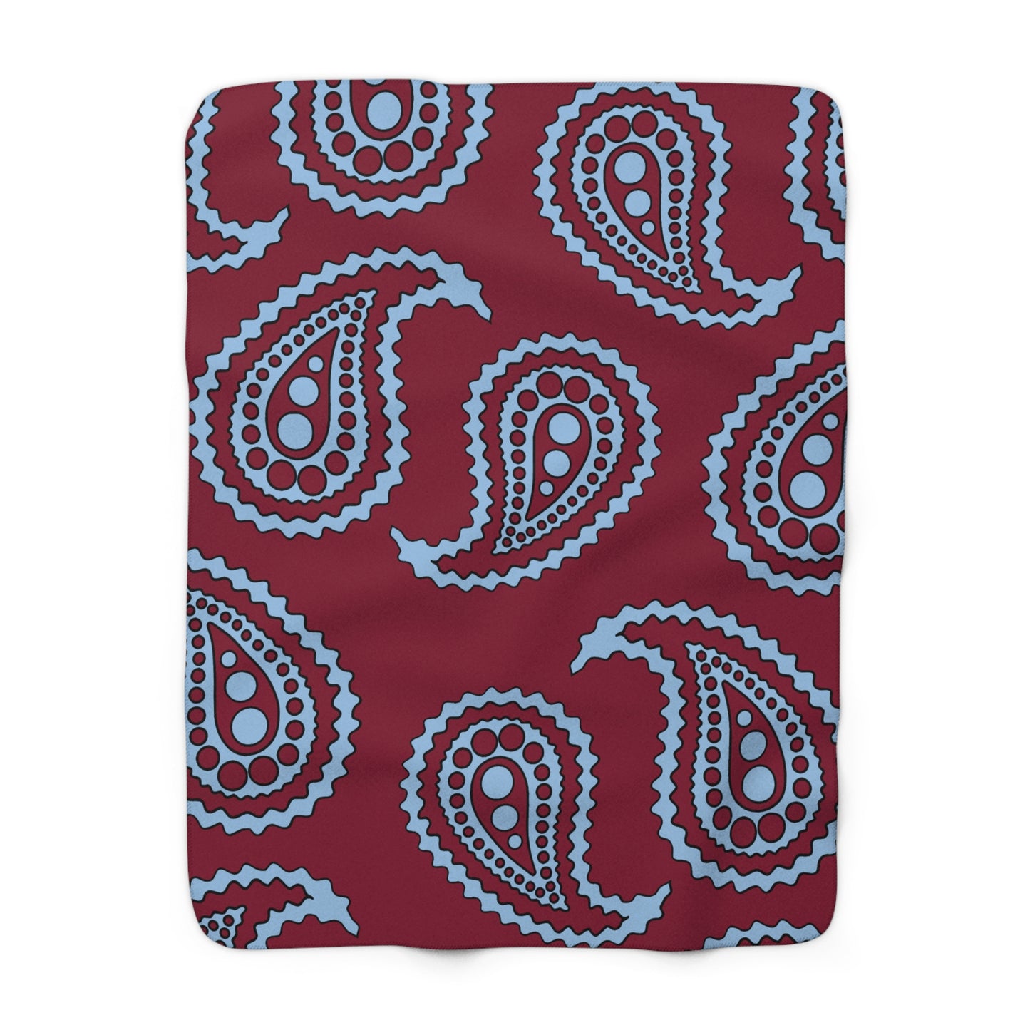 Claret, Blue Retro Paisley Blanket Throw
